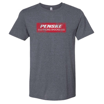 Gray T-Shirt with Distressed Vintage Penske Shocks Logo